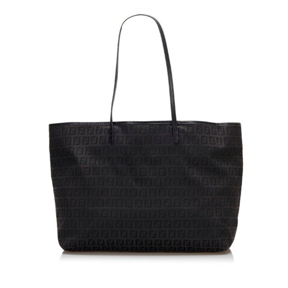 Fendi Bags Fendi Zucchino Tote Bag 8bh4 Black Canvas Leather Ladies Fendi Poshmark